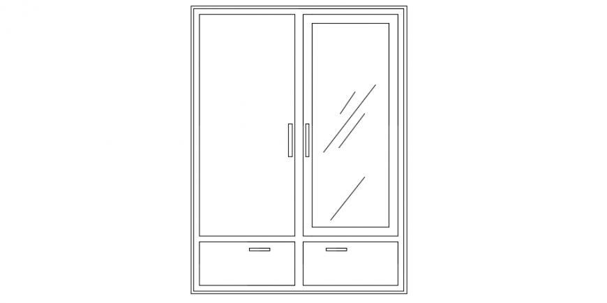 Modern Wardrobe Unit Front Elevation CAD Model for Interior Design