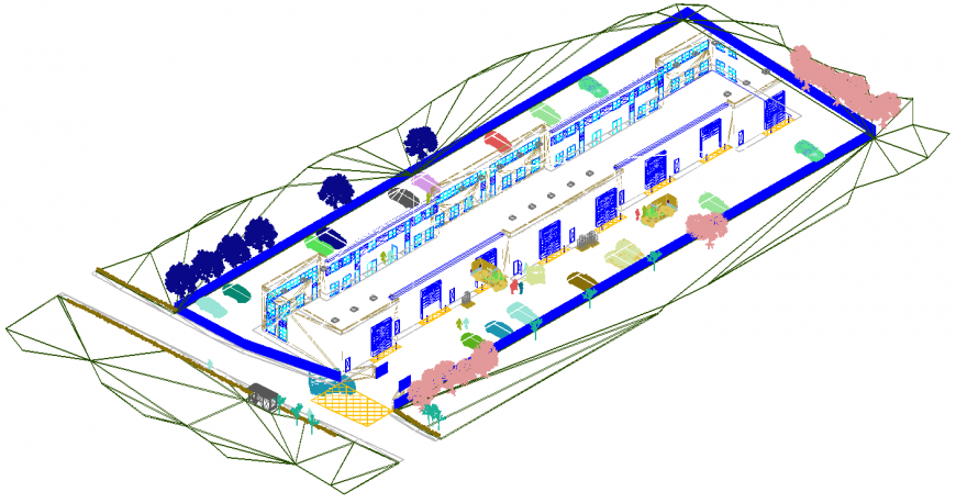 Ware-house structure detail 2d view layout autocad file