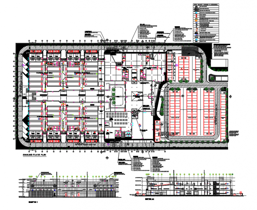 Ware House Plan & Elevation Detail with machinery drawing