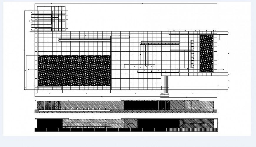 Warehouse front and back elevation and structure details dwg file