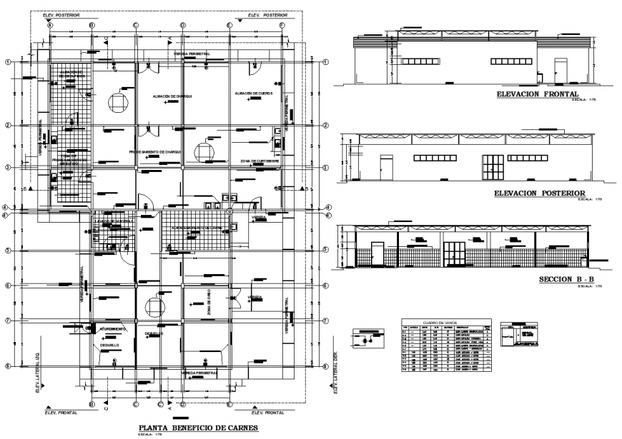 Warehouse structural plan drawing in dwg AutoCAD file.