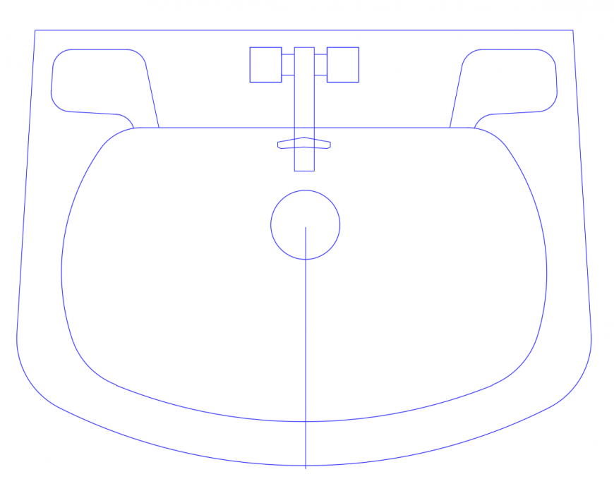 Wash-basin detail elevation 2d view CAD sanitary block dwg file