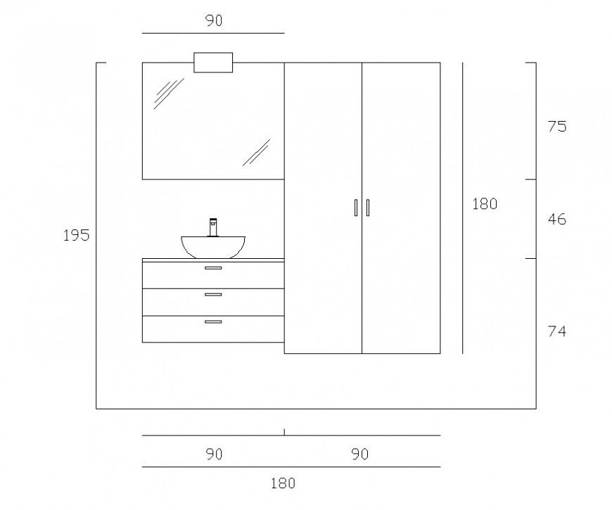 Wash-basin detail furniture block layout autocad file