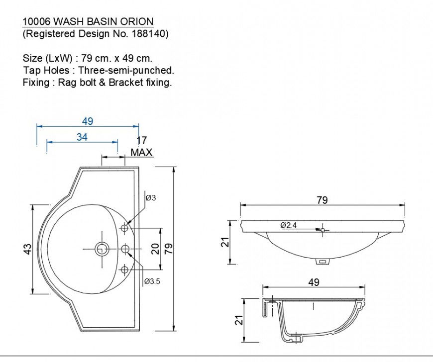 Wash basin block autocad file