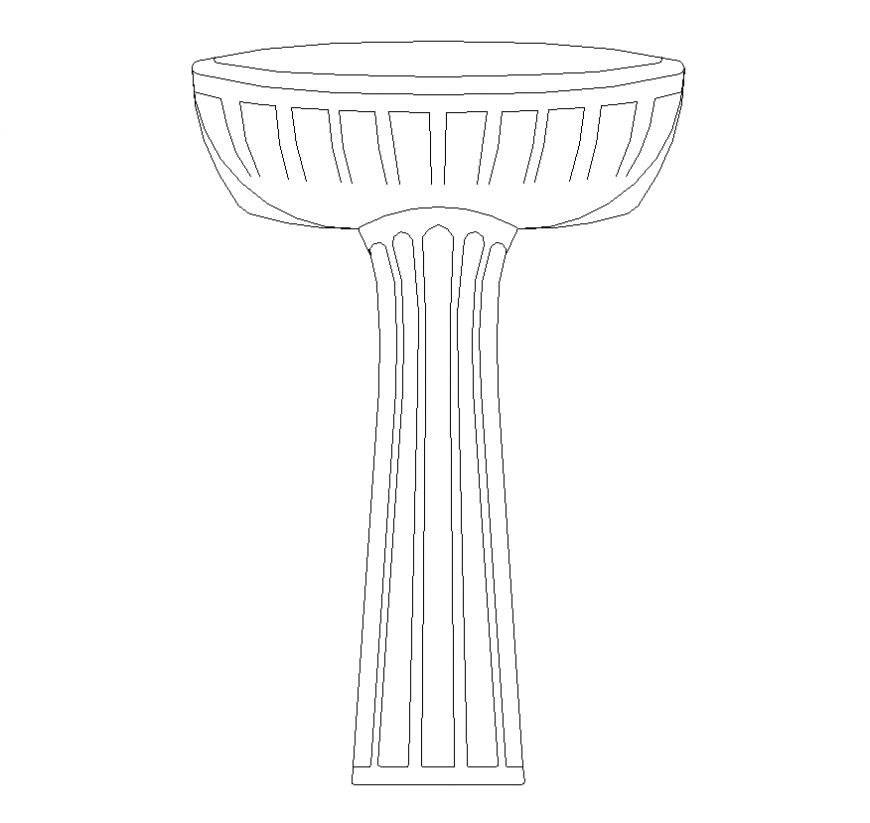 Wash basin detail 2d view layout elevation dwg file