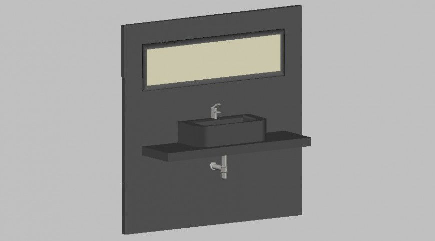 Wash basin detail 3d model in AutoCAD file.