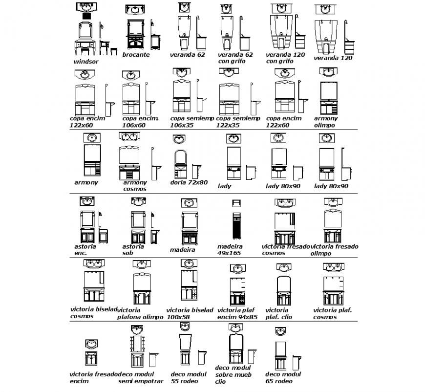 Wash basin detail elevation layout 2d view dwg file