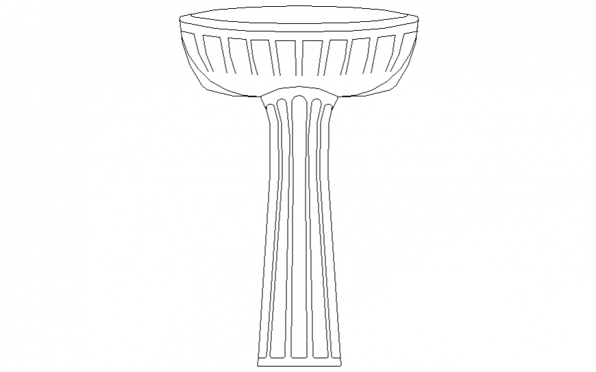 Wash basin drawing with front elevation in dwg file.