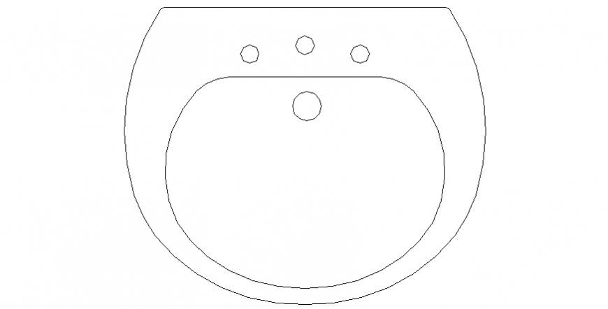 Wash basin plan view drawing in dwg file.