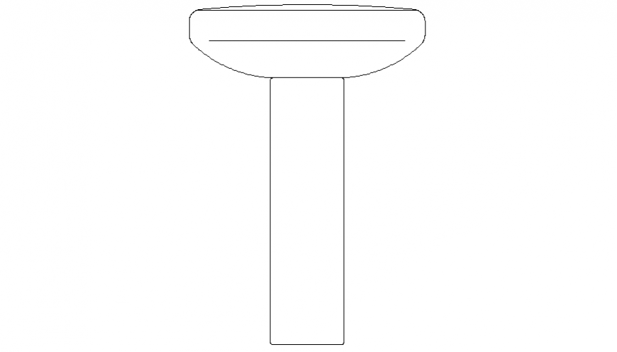 Wash basin rest on Standing pillar drawing in dwg file.