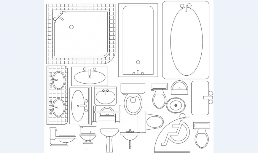 Wash basin top view details dwg files