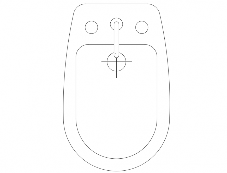 Wash basin top view elevation with tab cad blocks details dwg file