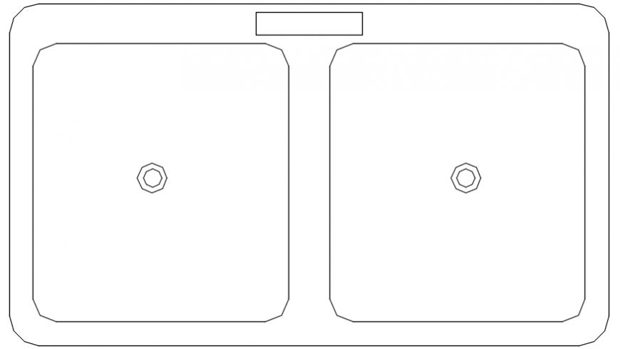 Wash basing 2d top view elevation block cad drawing details dwg file