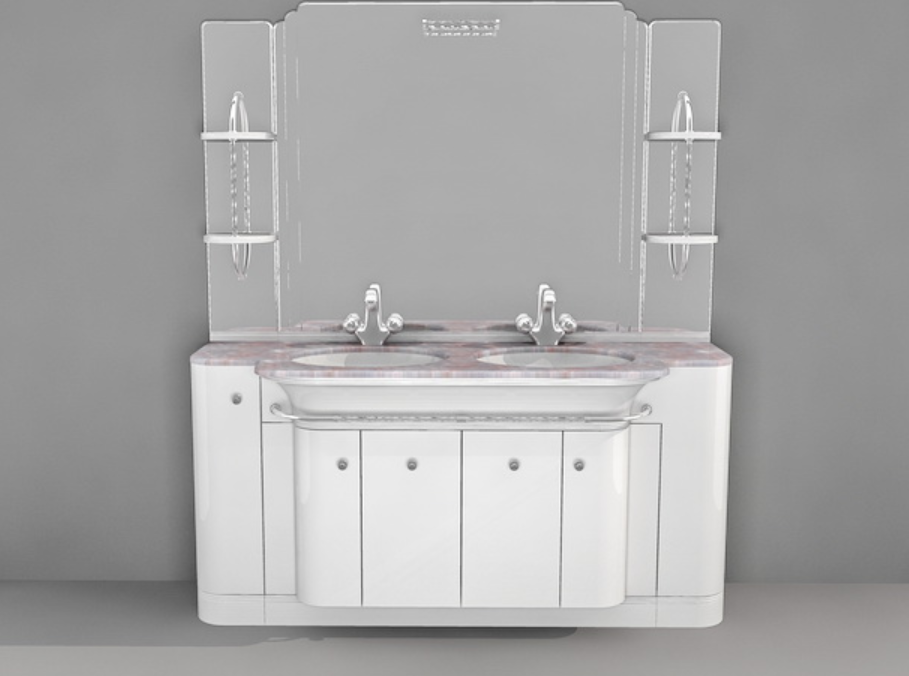 3d Double Wash Basin With Large Mirrior Max File