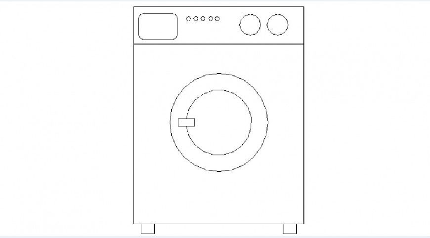 Washing machine 2d elevation block cad drawing details dwg file