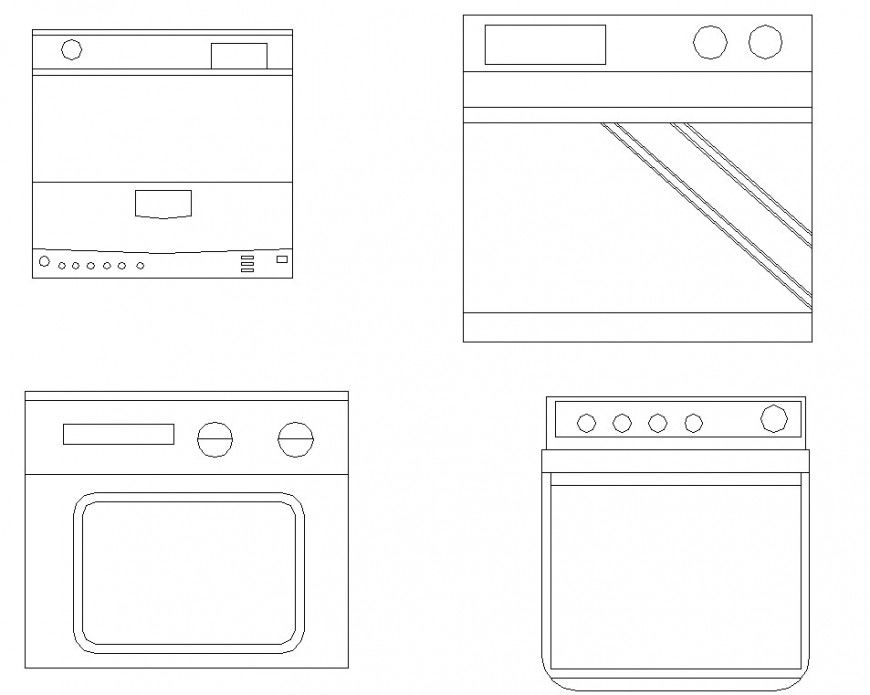 Washing machine elevation drawing in dwg AutoCAD file.