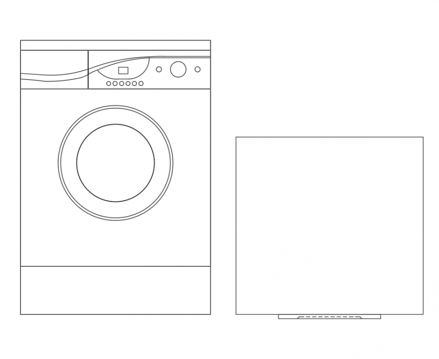 Washing machine for house hold front and top view cad block design dwg file