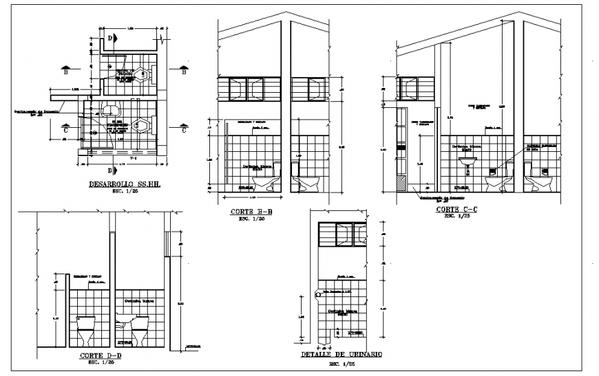 Washroom and toilet detail elevation and section layout file