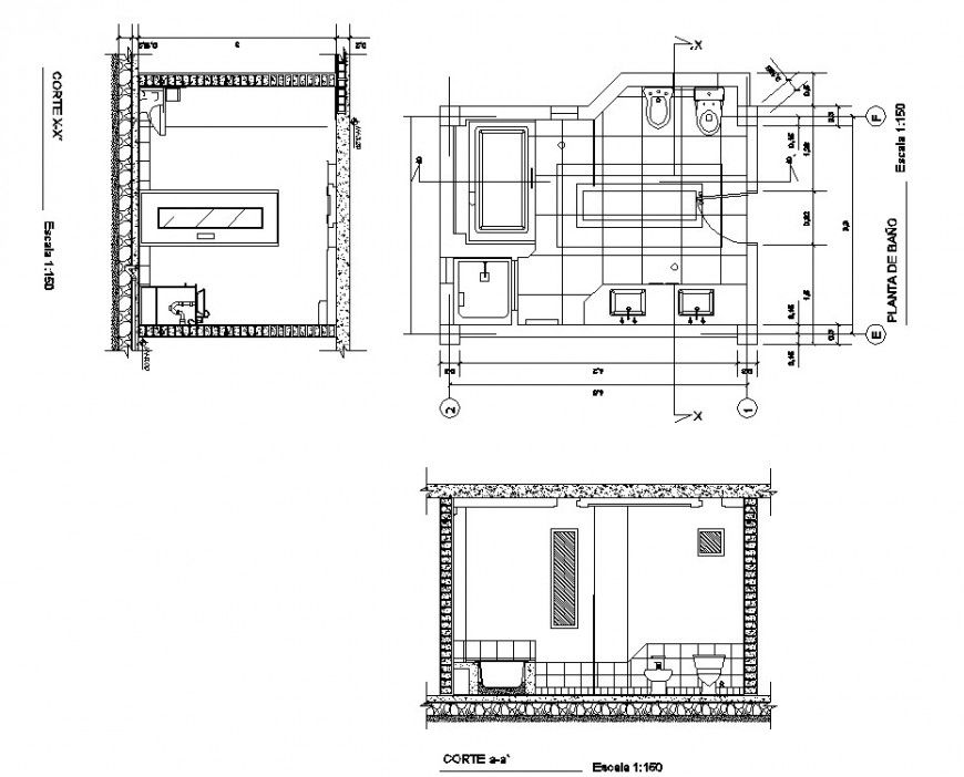 Washroom of bungalow drawing in dwg file.
