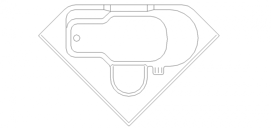 Washtub design with view of area and view of bathroom dwg file