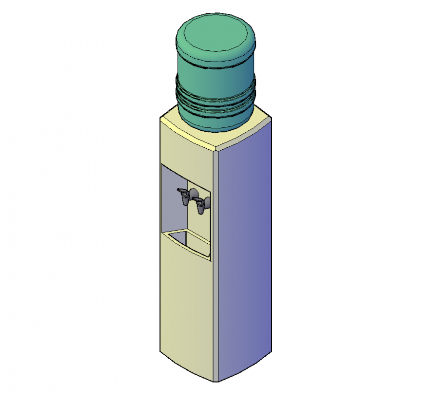 Water-cooler detail elevation 3d model layout file