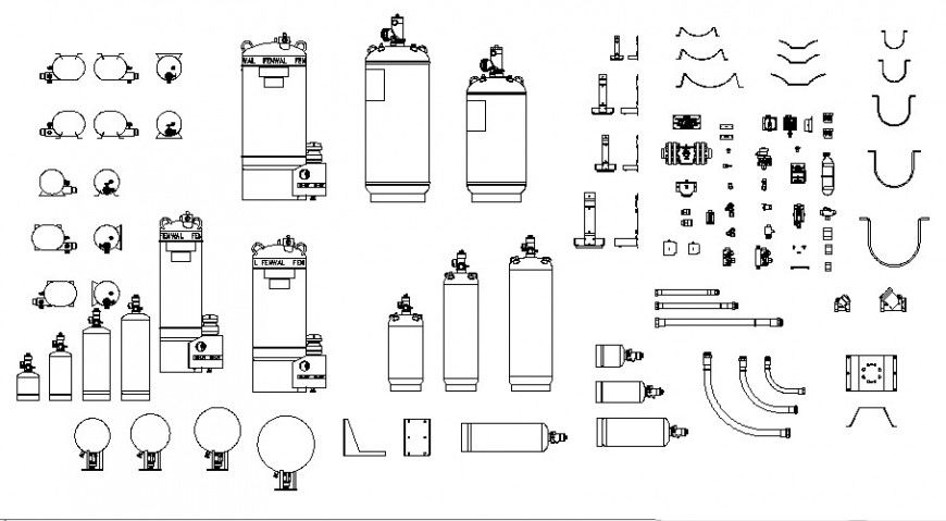 Water cane and handpump details 2d view autocad file
