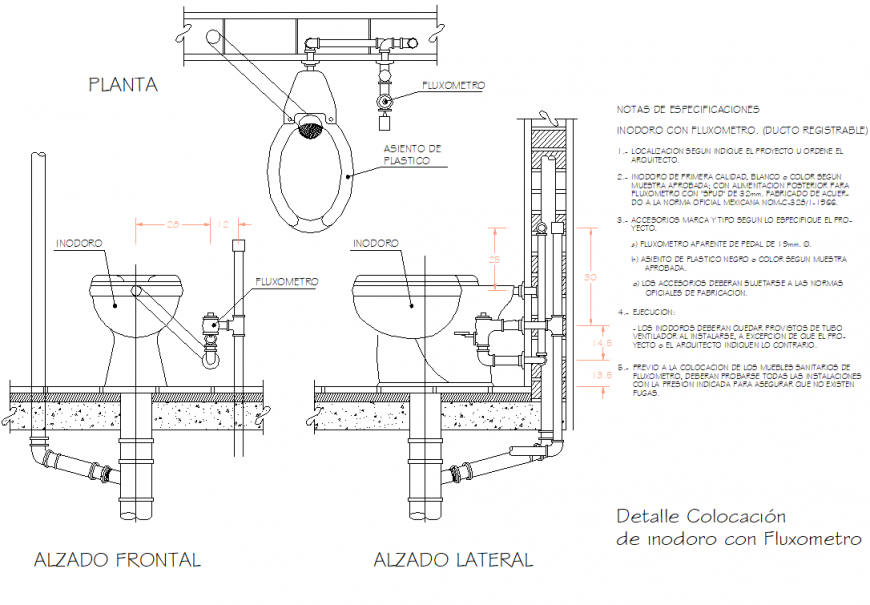 Water closed plan and elevation layout file