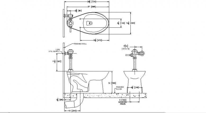 Water closet sanitary block 2d drawing in autocad