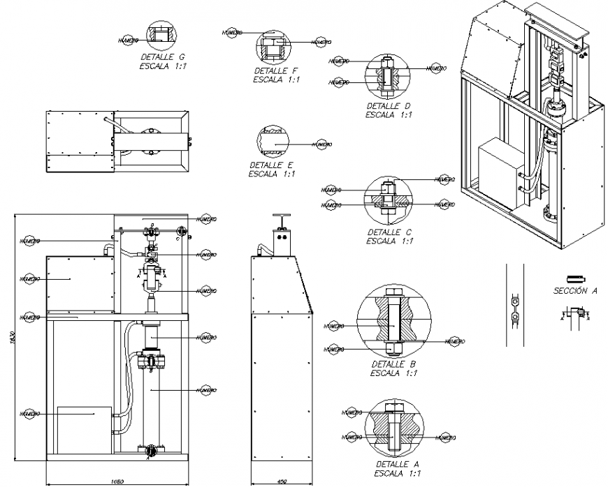 Water compressors plan detail dwg file.
