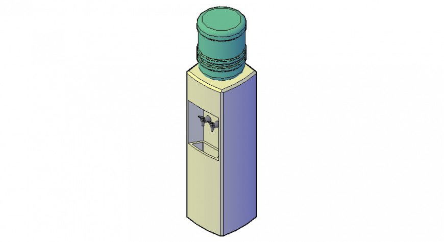 Water cooler machine 3d model cad drawing details dwg file
