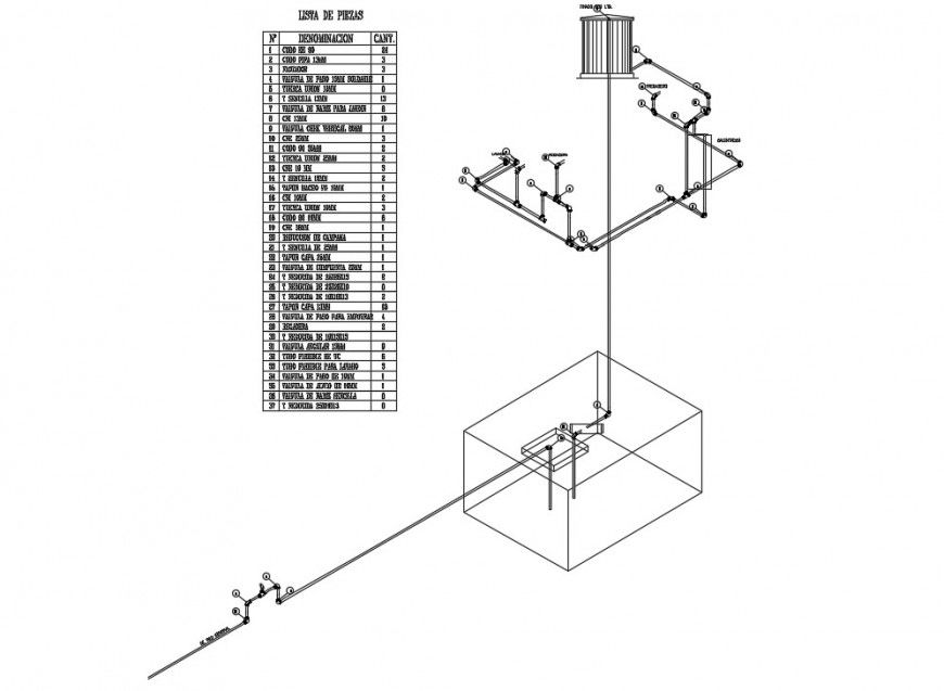Water distribution drawings detailing 2d view autocad file