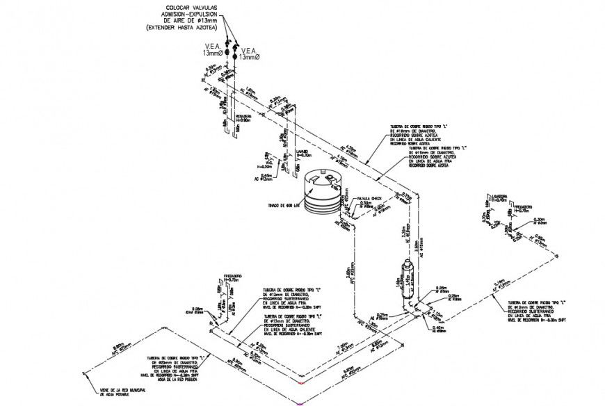 Water distribution drawings detailing 3d model autocad file