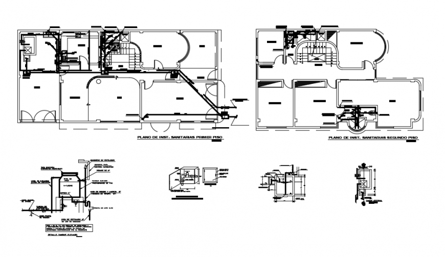 Water distribution drawings details in building AutoCAD file