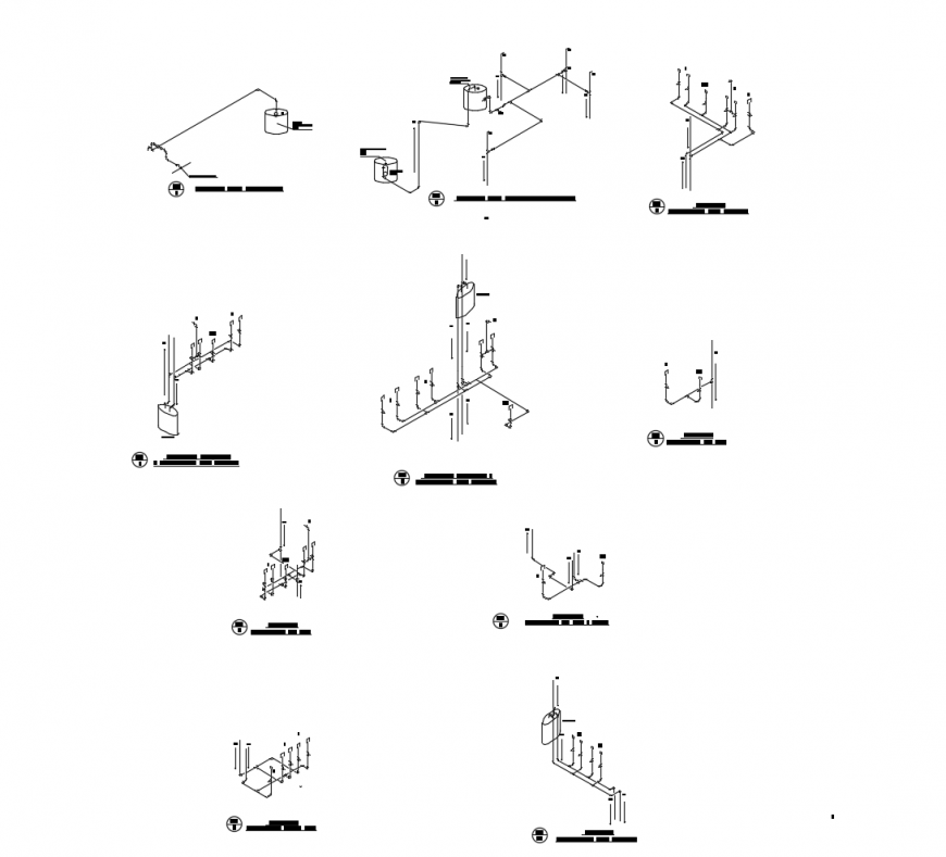 Water distribution layout detail 2d view autocad file