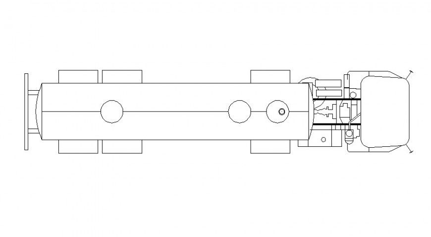 Water distribution loaded truck details elevation 2d view dwg file