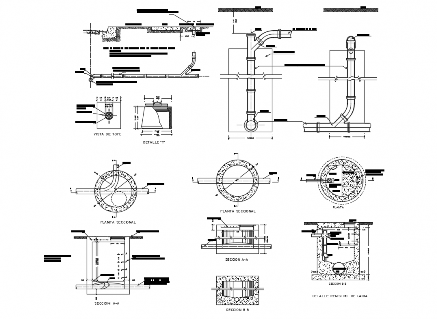 Water drainage sewer and irrigation system cad drawing details dwg file