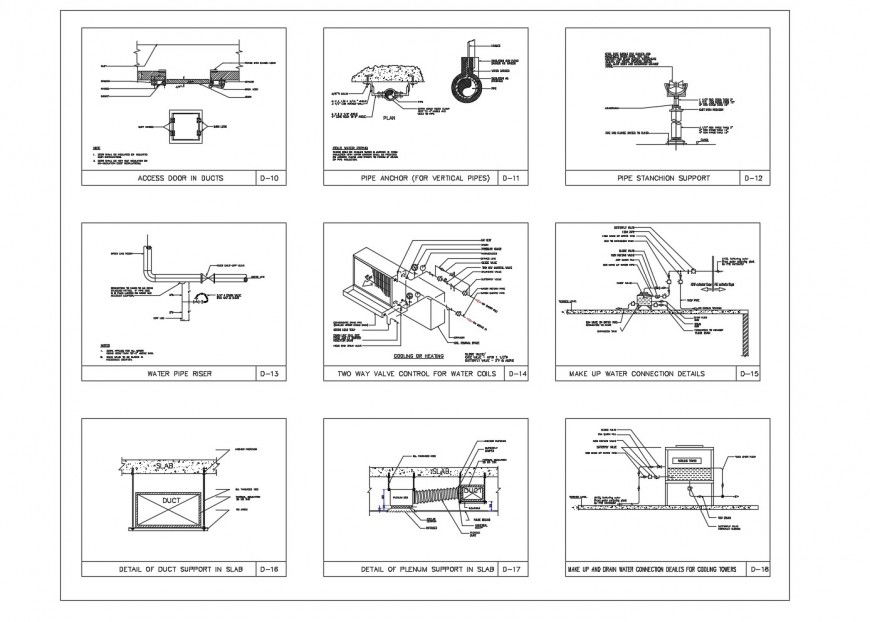 Water duct plumbing structure cad drawing details dwg file