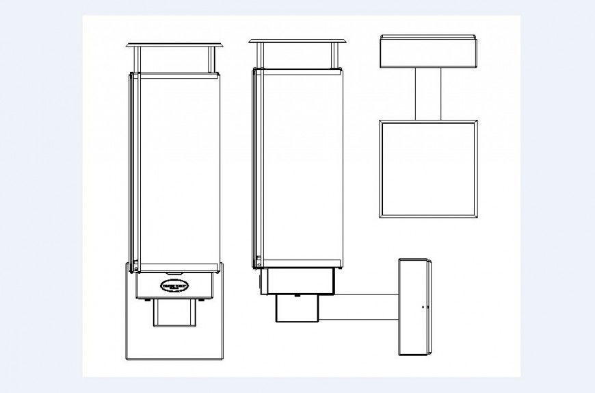 Water heater all sided elevation block cad drawing details dwg file