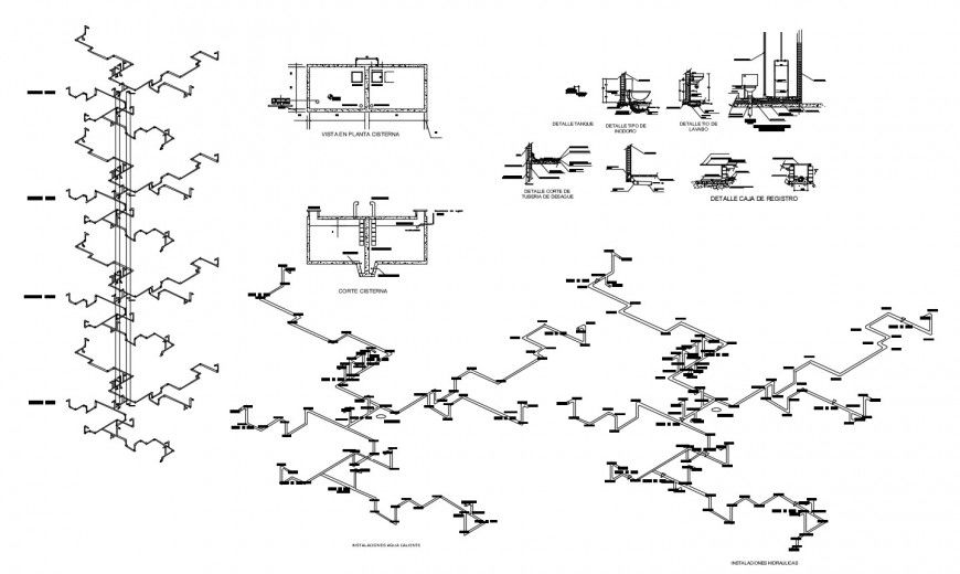 Water hydraulic system details of toilets of office building dwg file