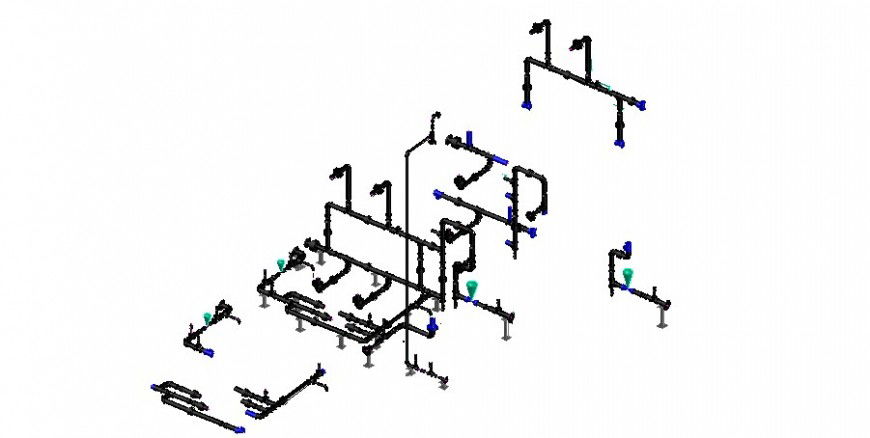 Water hydraulic system diagram 3d model cad drawing details dwg file