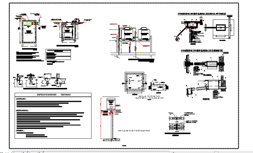 Water installation of sanitary facilities design drawing