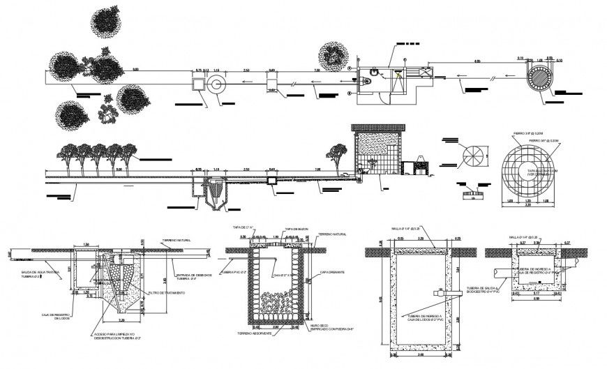 Water irrigation and plumbing structure details for house bathrooms dwg file