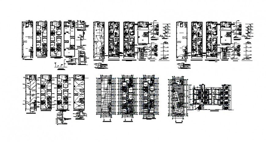 Water line plan and elevation of Hostel in auto cad file