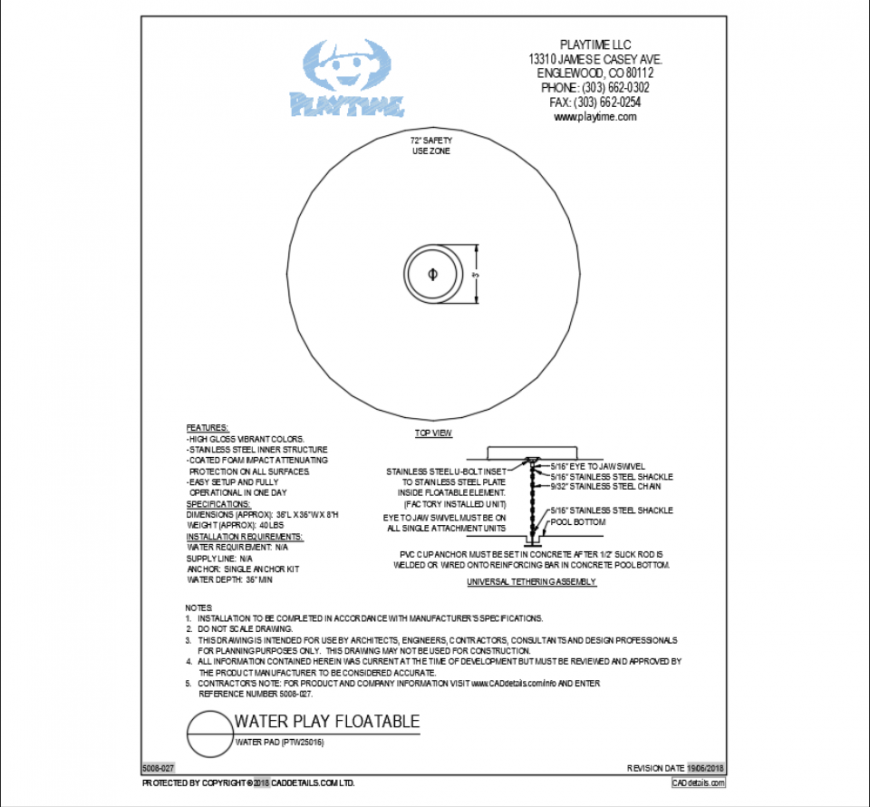 Water pad floatable equipment cad block design dwg file