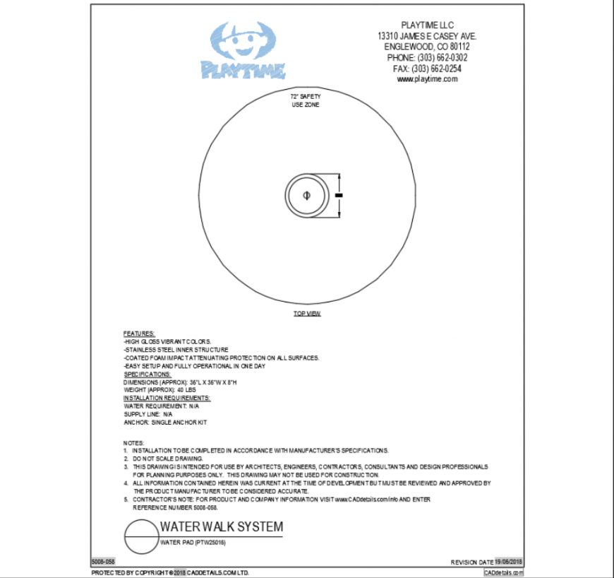 Water pad water play equipment cad block design dwg file