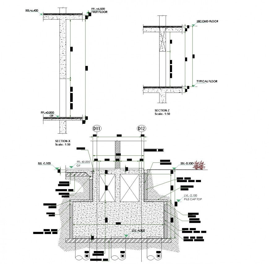 Water pipe line chamber section plan
