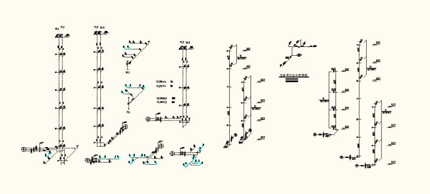 Water pipe line duck detail elevation and plan autocad file