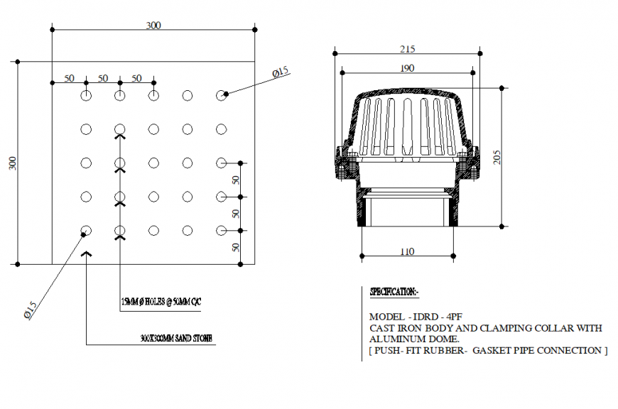 Water proofing plan and section autocad file