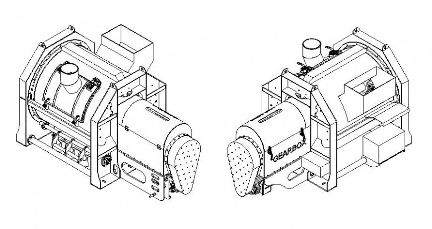 Water pump moter 3d elevation cad drawing details dwg file