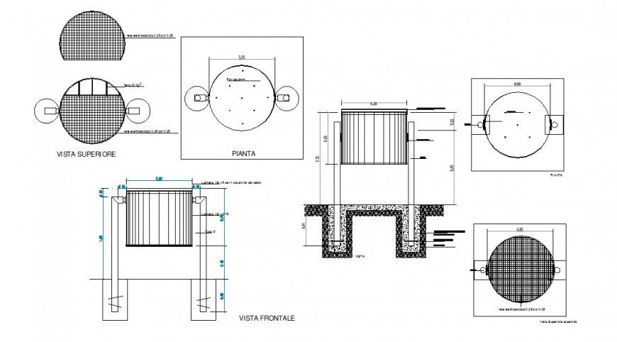 Water pump sectional detail dwg file